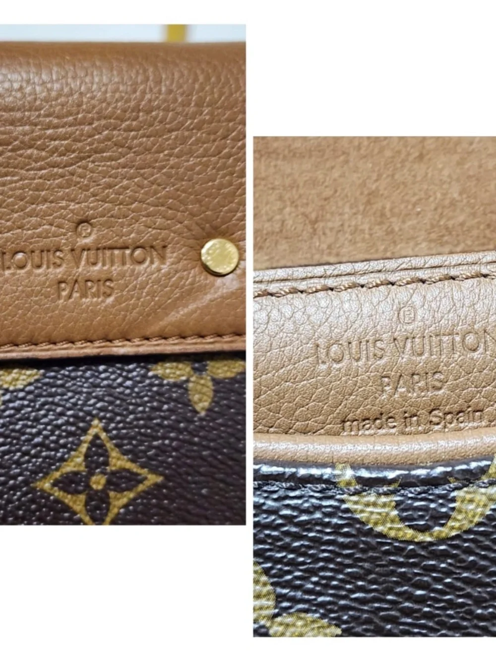 Authentic LOUIS VUITTON Havane Monogram Canvas Pallas Shoulder Bag Brown